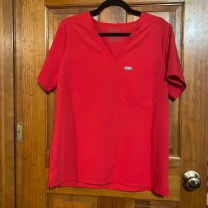 Figs pop red scrub top